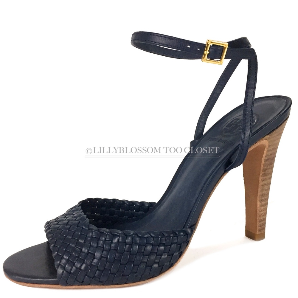 Tory Burch Brazil Weaved Wooden Heel Ankle Strap